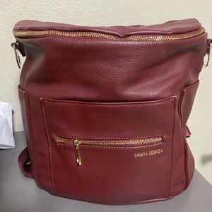 Fawn Design Burgundy Diaper Bag- Like New!!